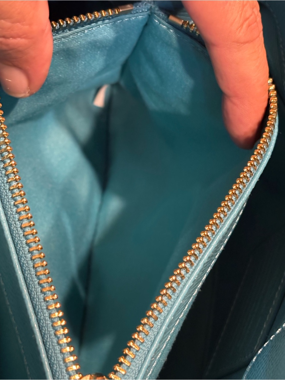 Coach Margot Studded Carryall Crossbody Aqua Blue Pebbled Leather Silver Rivets - Picture 10 of 16